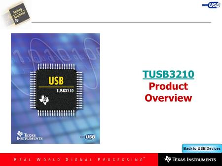 TUSB3210 Product Overview.