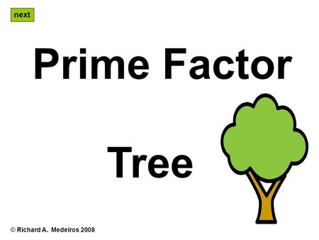 Prime Factor Tree © Richard A. Medeiros 2008 next.
