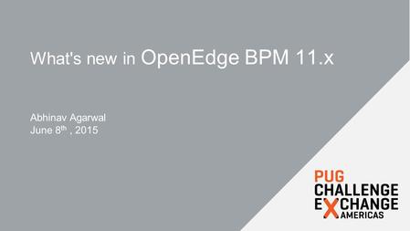 What's new in OpenEdge BPM 11.x Abhinav Agarwal June 8 th, 2015.