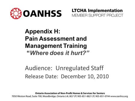 Audience: Unregulated Staff Release Date: December 10, 2010