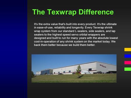 The Texwrap Difference It's the extra value that's built into every product. It's the ultimate in ease-of-use, reliability and longevity. Every Texwrap.