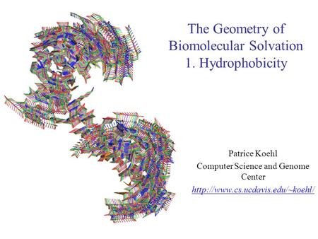 The Geometry of Biomolecular Solvation 1. Hydrophobicity Patrice Koehl Computer Science and Genome Center