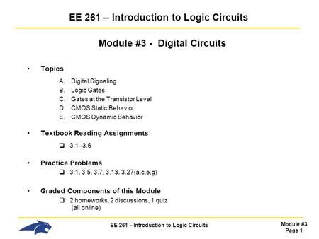 EE 261 – Introduction to Logic Circuits