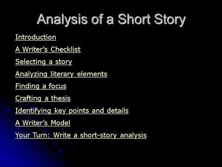 Analysis of a Short Story