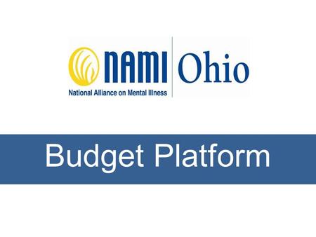 Budget Platform. BACKGROUND: As Ohio’s mental health system crumbles, it is consumers and families who pay the price. We must provide sufficient funding.
