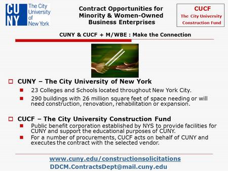 Contract Opportunities for CUCF Minority & Women-Owned The City University Business.