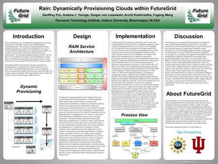 Design Discussion Rain: Dynamically Provisioning Clouds within FutureGrid Geoffrey Fox, Andrew J. Younge, Gregor von Laszewski, Archit Kulshrestha, Fugang.