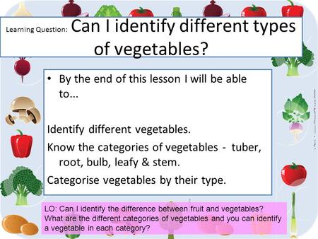 Learning Question: Can I identify different types of vegetables?