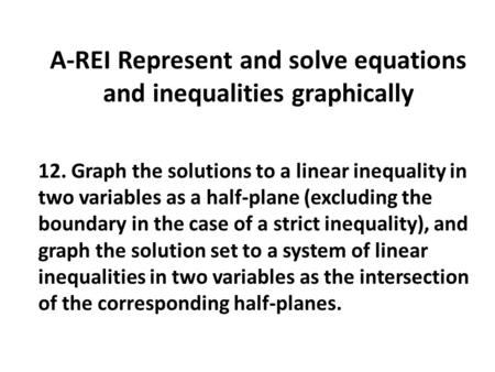A-REI Represent and solve equations and inequalities graphically