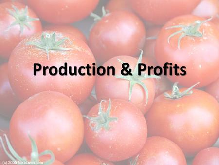 Production & Profits. Production and Profits Jennifer and Jason run an organic tomato farm Jennifer and Jason run an organic tomato farm The market price.