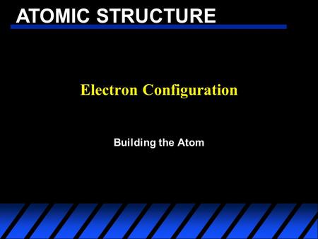 ATOMIC STRUCTURE Electron Configuration Building the Atom.