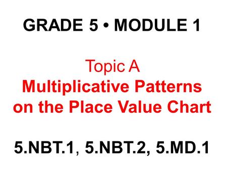 Multiplicative Patterns on the Place Value Chart