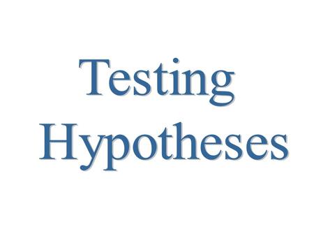 Testing Hypotheses.