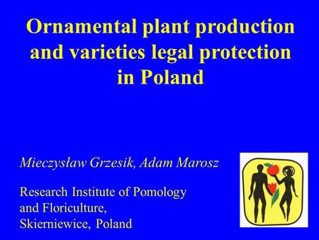 Ornamental plant production and varieties legal protection in Poland Mieczysław Grzesik, Adam Marosz Research Institute of Pomology and Floriculture, Skierniewice,