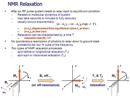 NMR Relaxation Mo Mo B1 off… (or off-resonance) T1 & T2 relaxation B1