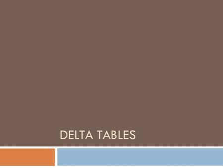 DELTA TABLES. What are they?  Delta tables are a way to determine what kind of function you are dealing with  If a function is a linear function, you.