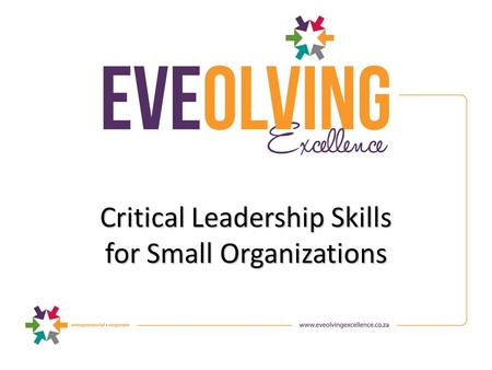 Critical Leadership Skills for Small Organizations.