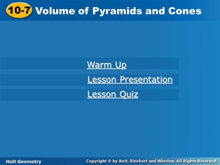Volume of Pyramids and Cones