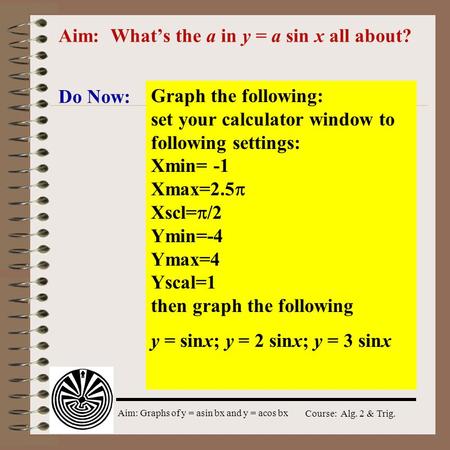 Aim: What’s the a in y = a sin x all about?