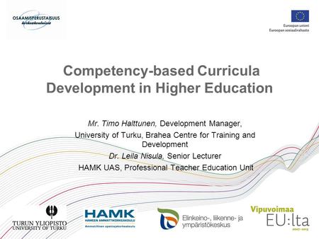 Competency-based Curricula Development in Higher Education