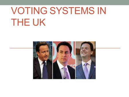 VOTING SYSTEMS IN THE UK. 2005 and 2010 Election Results Comparison. 2010 Election Results- Conservatives 306 seats (share of the vote, 36.1%) Labour.