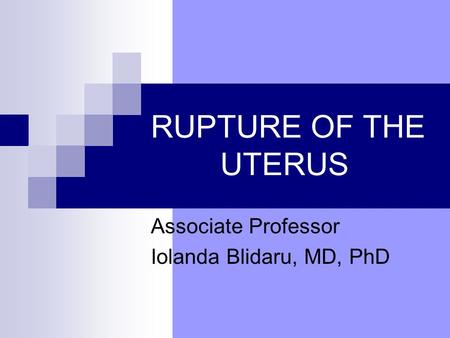 Associate Professor Iolanda Blidaru, MD, PhD