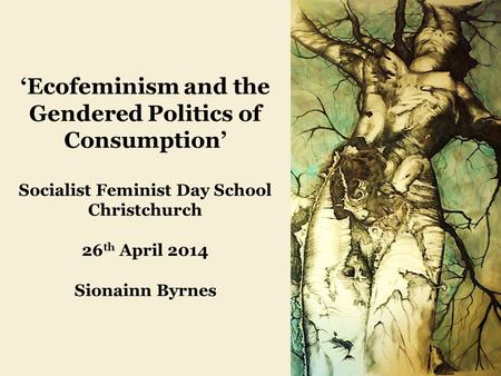 ‘Ecofeminism and the Gendered Politics of Consumption’ Socialist Feminist Day School Christchurch 26 th April 2014 Sionainn Byrnes.
