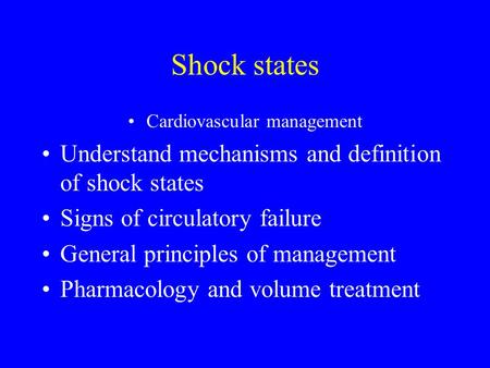 Cardiovascular management