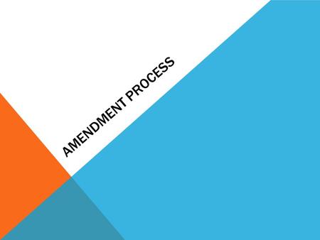 AMENDMENT PROCESS. AMENDING THE CONSTITUTION The Framers of the Constitution knew that that our country would change over time. They knew that there had.