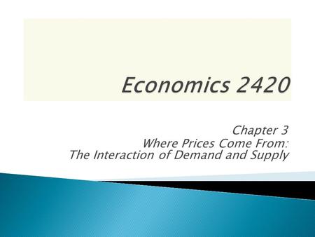 Chapter 3 Where Prices Come From: The Interaction of Demand and Supply