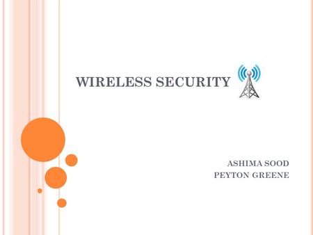 WIRELESS SECURITY ASHIMA SOOD PEYTON GREENE. OVERVIEW History Introduction to Wireless Networking Wireless Network Security Methods Securing Wireless.