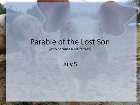 Parable of the Lost Son (who became a pig farmer) July 5.