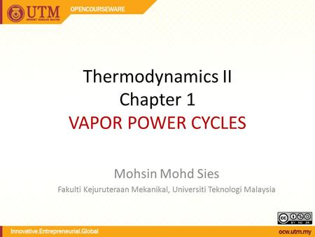 Thermodynamics II Chapter 1 VAPOR POWER CYCLES