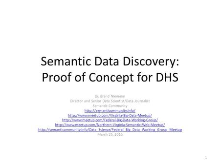 Semantic Data Discovery: Proof of Concept for DHS