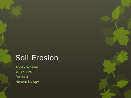 Soil Erosion Abbey Whelan Yu Jin Kim Period 3 Honors Biology.