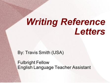 Writing Reference Letters