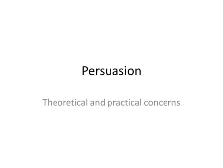 Theoretical and practical concerns