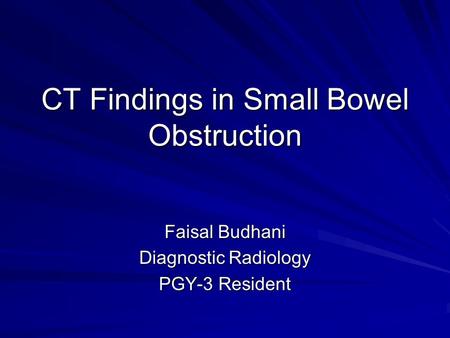 CT Findings in Small Bowel Obstruction
