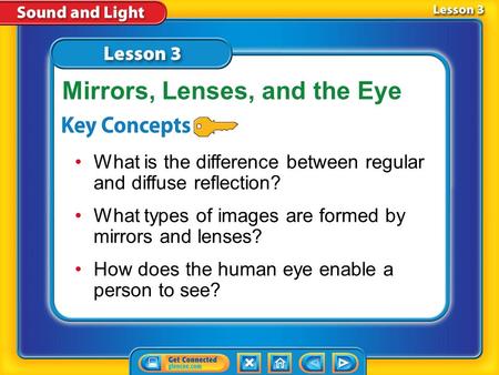 Lesson 3 Reading Guide - KC What is the difference between regular and diffuse reflection? What types of images are formed by mirrors and lenses? How.