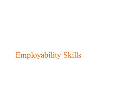 Employability Skills.