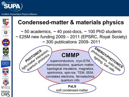 Scottish Universities Physics Alliance Condensed-matter & materials physics superconductors, cryo-STM, semiconductors, quantum matter, topological insulators,