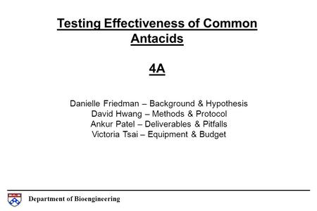 Testing Effectiveness of Common Antacids