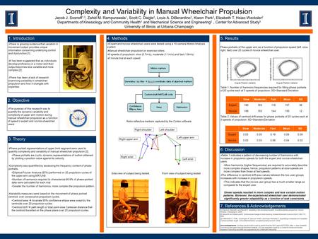 Complexity and Variability in Manual Wheelchair Propulsion Jacob J. Sosnoff 1,3, Zahid M. Rampurawala 1, Scott C. Daigle 2, Louis A. DiBerardino 2, Kiwon.
