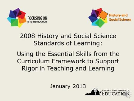2008 History and Social Science Standards of Learning: Using the Essential Skills from the Curriculum Framework to Support Rigor in Teaching and Learning.