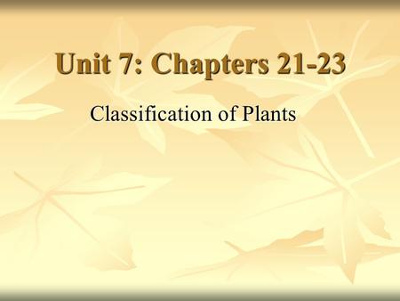 Classification of Plants