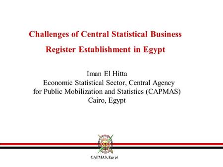 Iman El Hitta Economic Statistical Sector, Central Agency