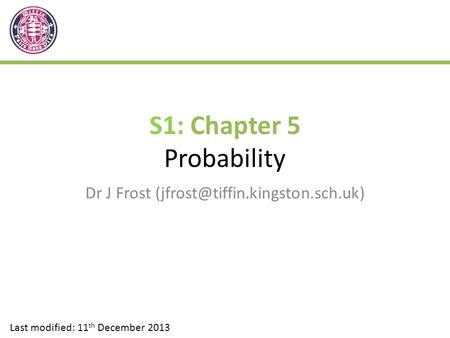 S1: Chapter 5 Probability