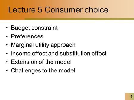 Lecture 5 Consumer choice