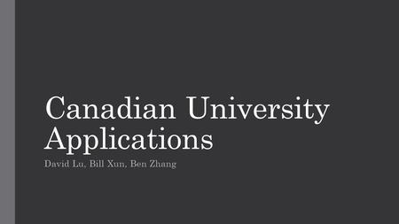 Canadian University Applications
