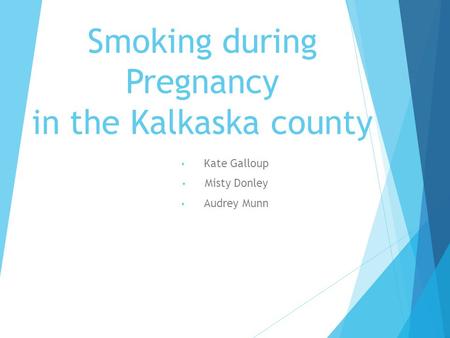 Smoking during Pregnancy in the Kalkaska county Kate Galloup Misty Donley Audrey Munn.